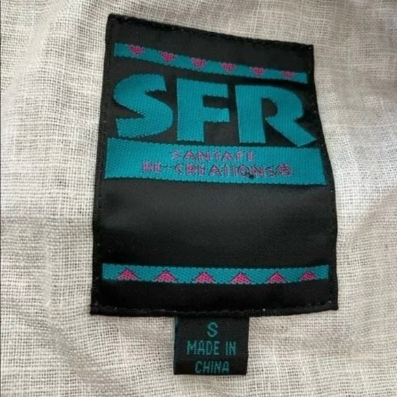 Women's SFR SANTA FE RE-CREATIONS EUC Cotton Fringe Patchwork Jacket-Brown-Small - Picture 3 of 7